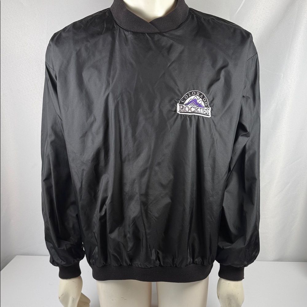 Colorado Rockies logo athletic pullover, size large black